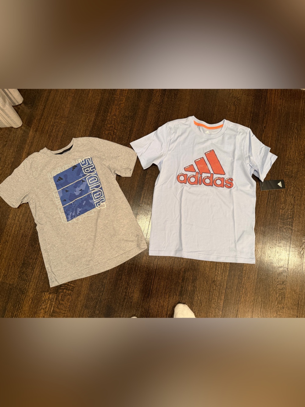 adidas Kids Short Sleeve Tees - Gray, White, Light Blue, Charcoal - Picture 3 of 4